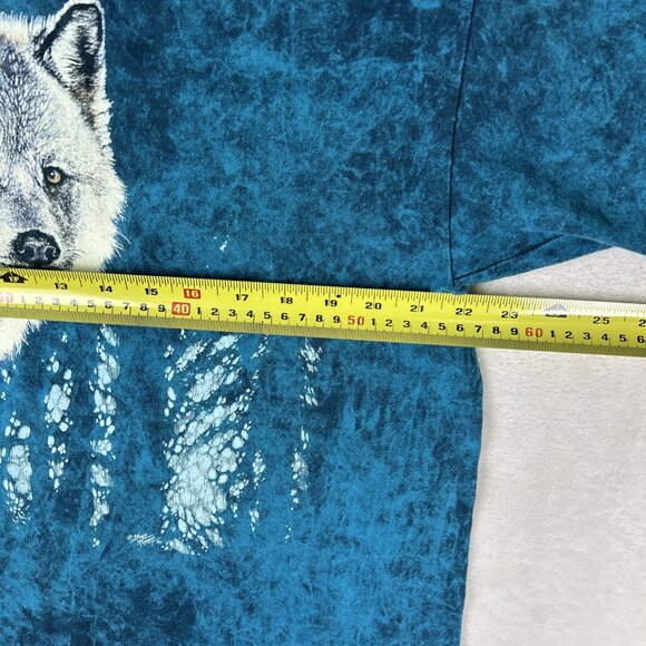 Vintage 80s-90s Wolf T Shirt XL Mens DSingle Stitch Tie Dye Blue Harlequin Brand - Picture 7 of 9
